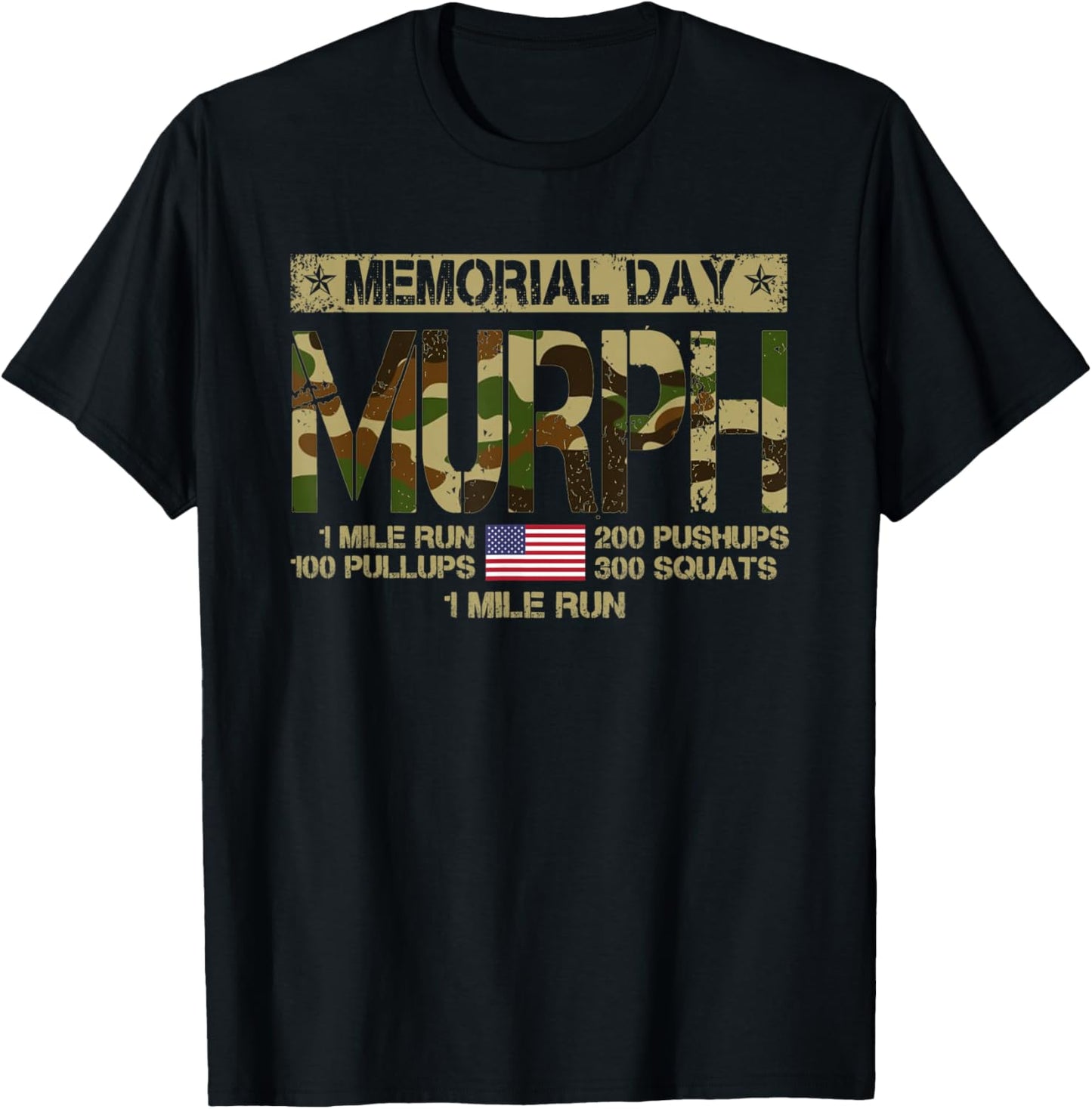 Murph Challenge Memorial Day Patriotic WOD American Flag Women Men T-Shirt - T-Shirt | Black