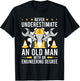 Never Underestimate an old man with an Engineering Degree T-Shirt - T-Shirt | Black