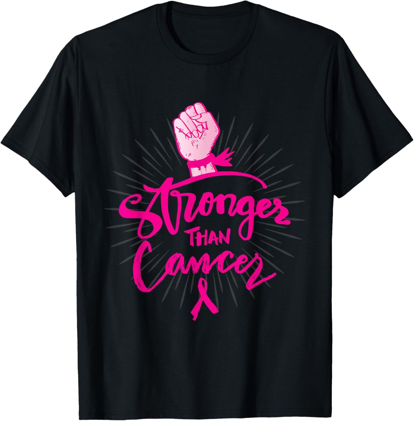 Stronger Than Breast Cancer Awareness Month Pink Ribbon T-Shirt - T-Shirt | Black