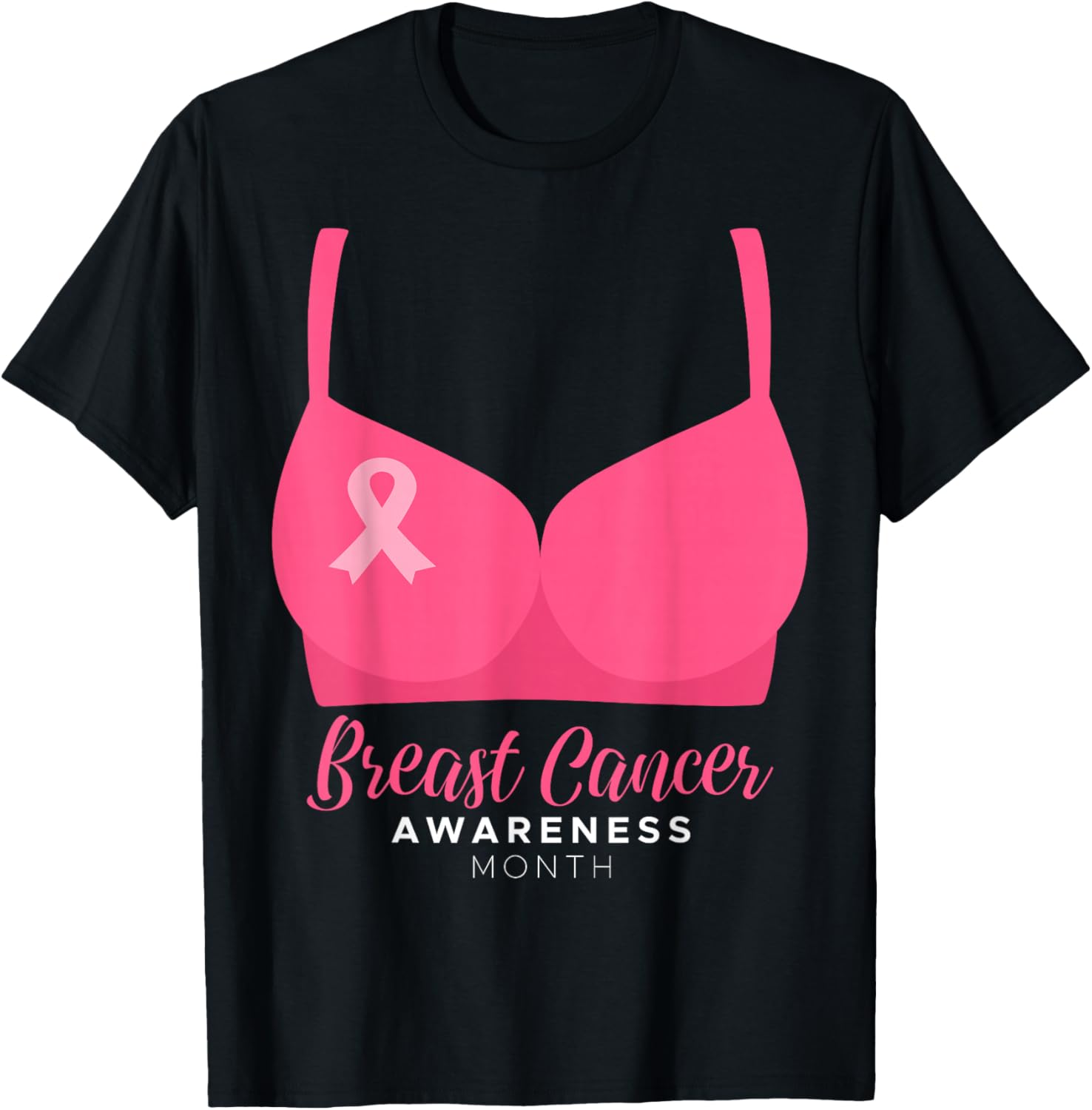 BRA Breast Cancer Awareness Month Wear Pink Ribbon October T-Shirt - T-Shirt | Black