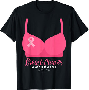 BRA Breast Cancer Awareness Month Wear Pink Ribbon October T-Shirt - T-Shirt | Black
