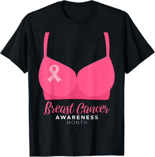 BRA Breast Cancer Awareness Month Wear Pink Ribbon October T-Shirt - T-Shirt | Black