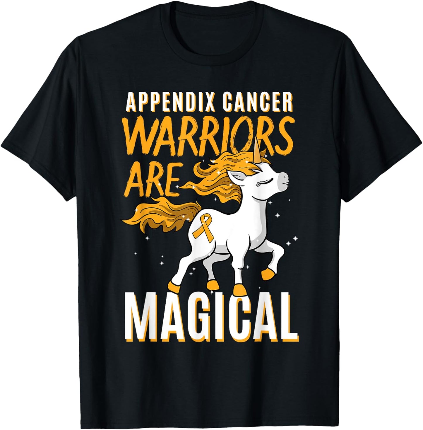 Appendix Cancer Awareness Supporter Fighter Unicorn Lover T-Shirt - T-Shirt | Black