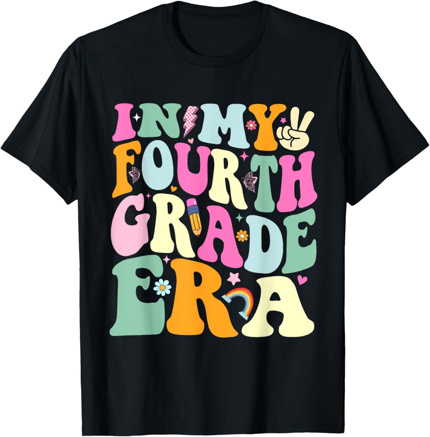 In My Fourth Grade Era 4th Grade Girl Teacher Back to School T-Shirt - T-Shirt | Black