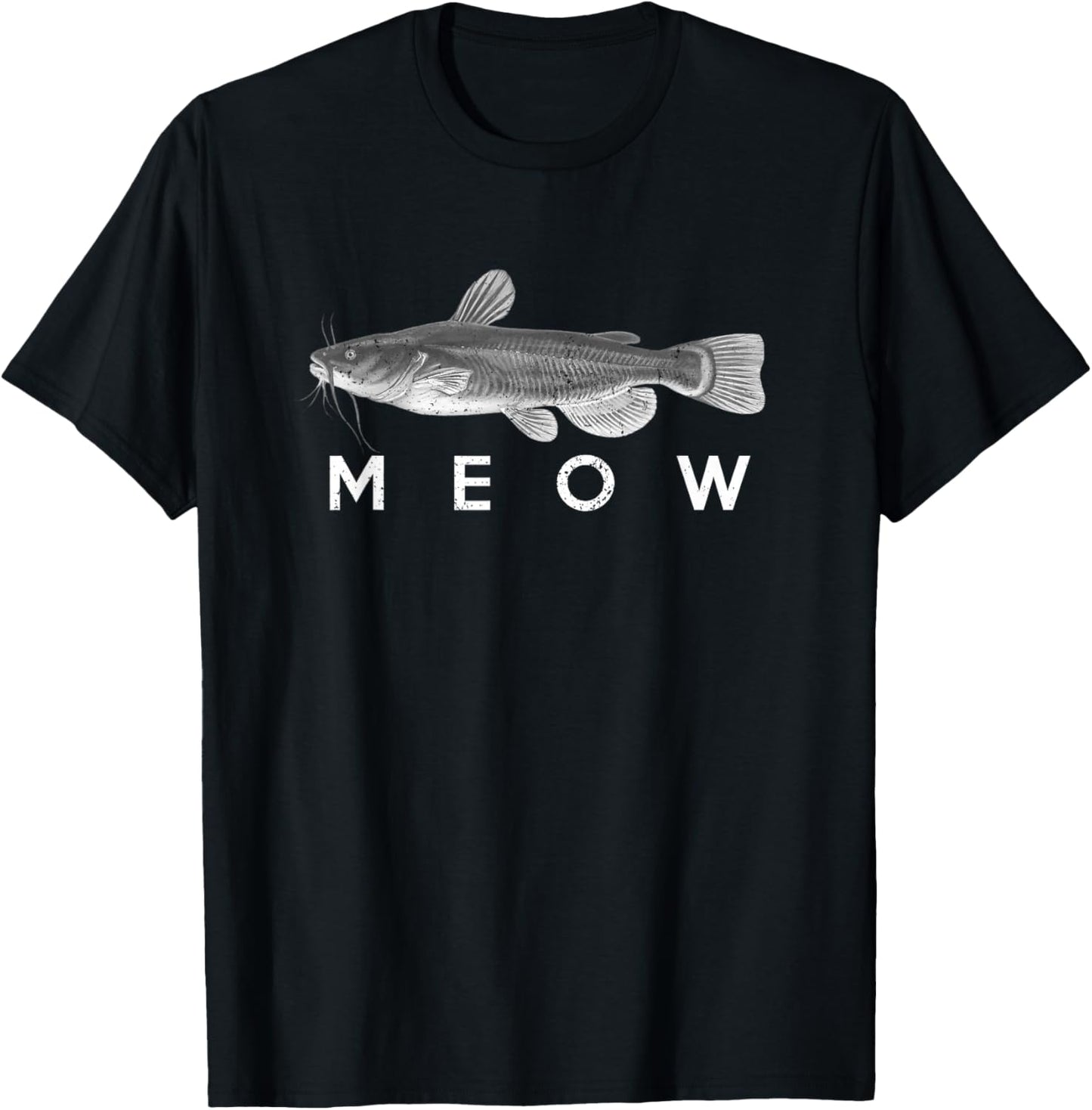 Catfish Shirt Meow Funny Catfishing Fishing Fisherman T-Shirt - T-Shirt | Black