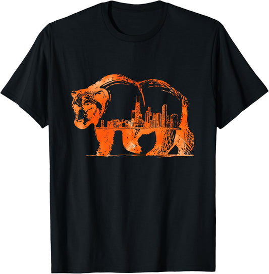 Chicago Downtown City Skyline Illinois Pride T-Shirt - T-Shirt | Black
