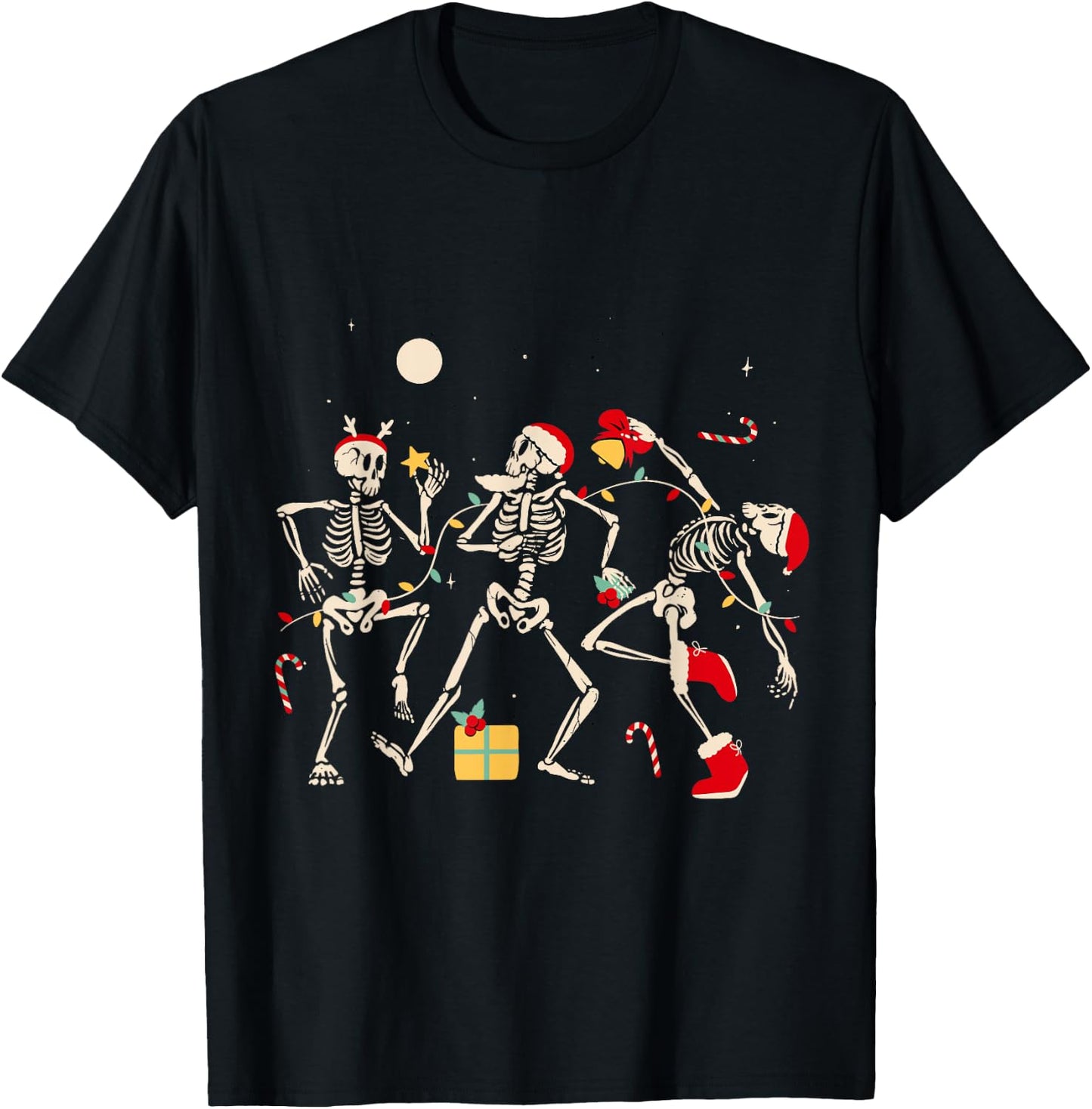 Funny Christmas Dancing Skeletons Xmas Humor Adult T-Shirt - T-Shirt | Black