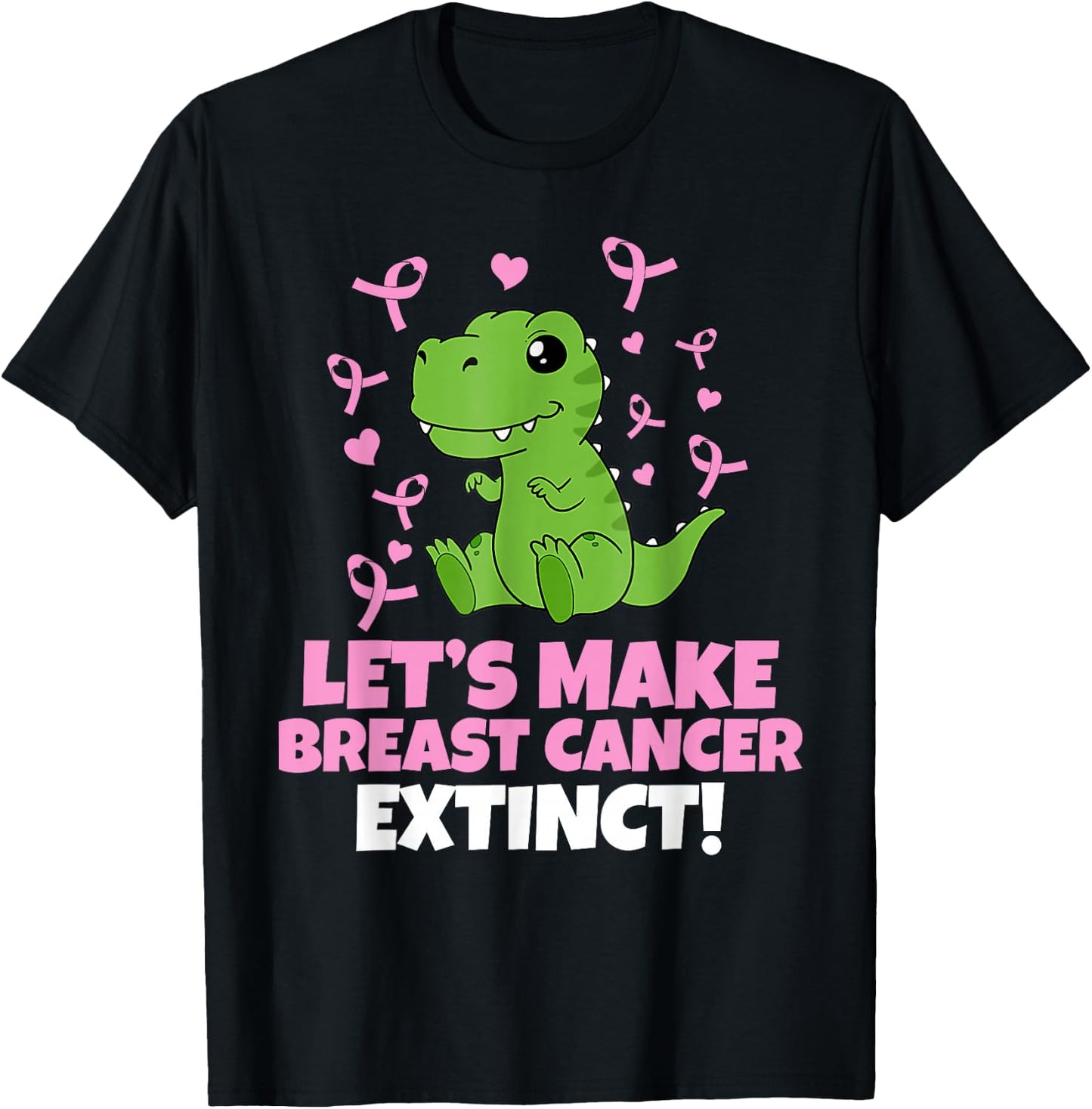 Dino Pink Let's Make Breast Cancer Extinct Kids Toddler T-Shirt - T-Shirt | Black