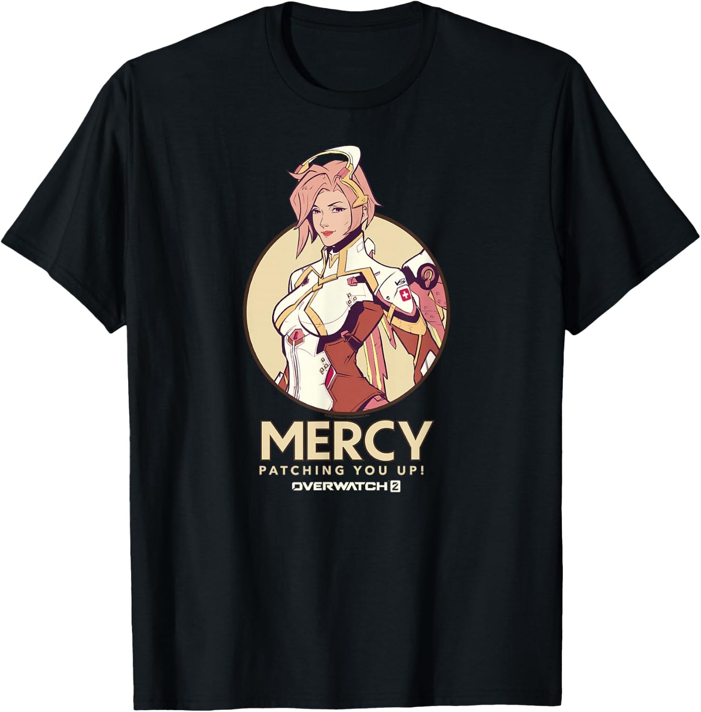 Overwatch 2 Mercy Patching You Up Nurse Icon Circle T-Shirt - T-Shirt | Black