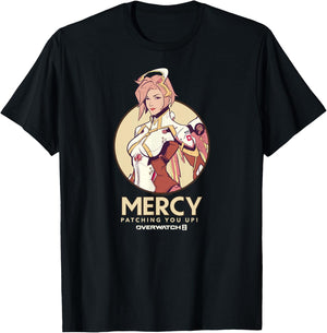 Overwatch 2 Mercy Patching You Up Nurse Icon Circle T-Shirt - T-Shirt | Black