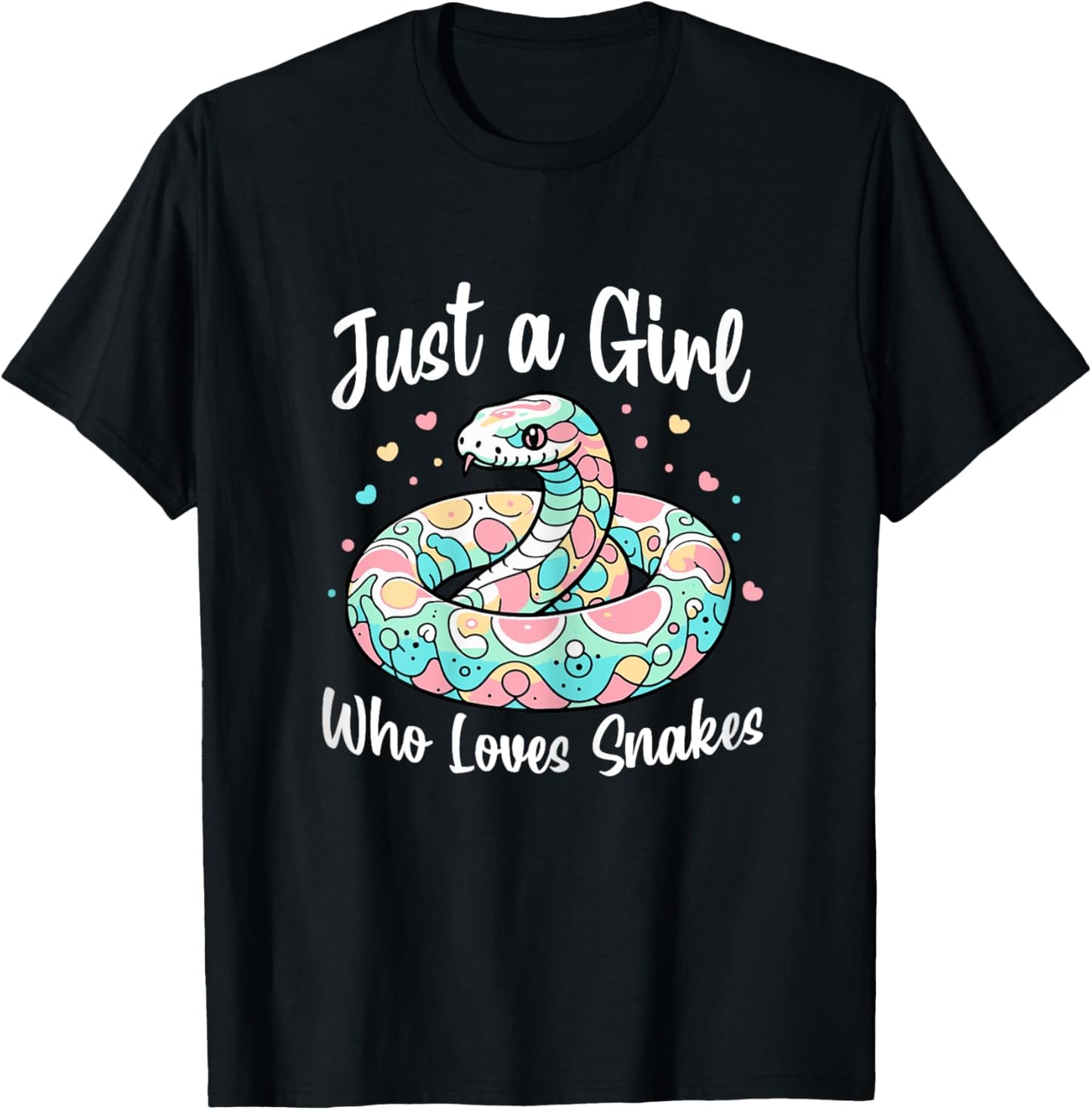 Just A Girl Who Loves Snakes - Cute Snake Pastel Color Art T-Shirt - T-Shirt | Black