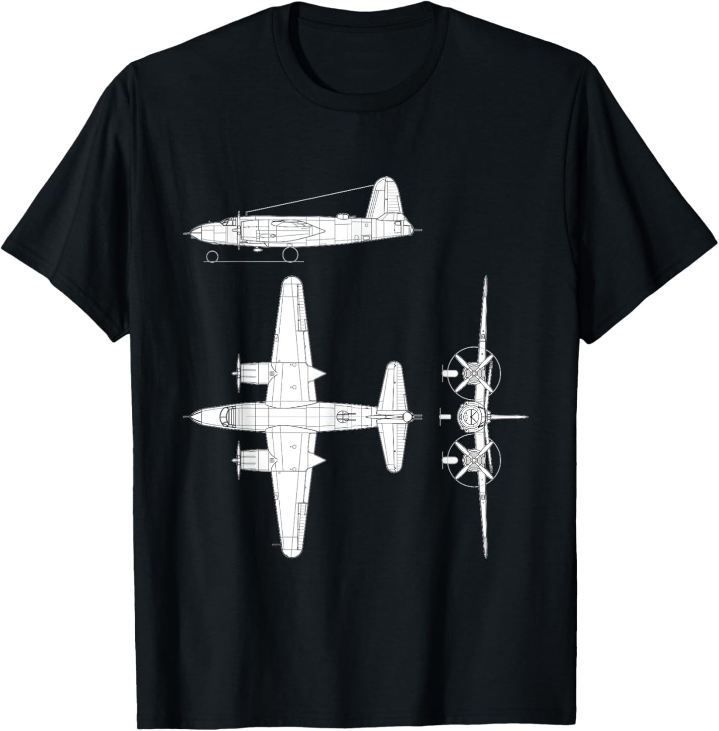 Martin B-26 Marauder WW2 Bomber Airplane Blueprint T-Shirt - T-Shirt | Black