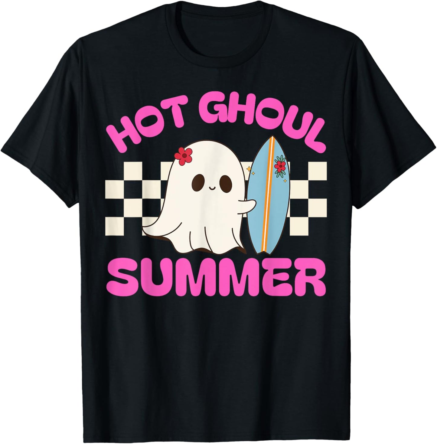 Funny Hot Ghoul Summer Ghost Spooky Beach Halloween Men Women T-Shirt - T-Shirt | Black