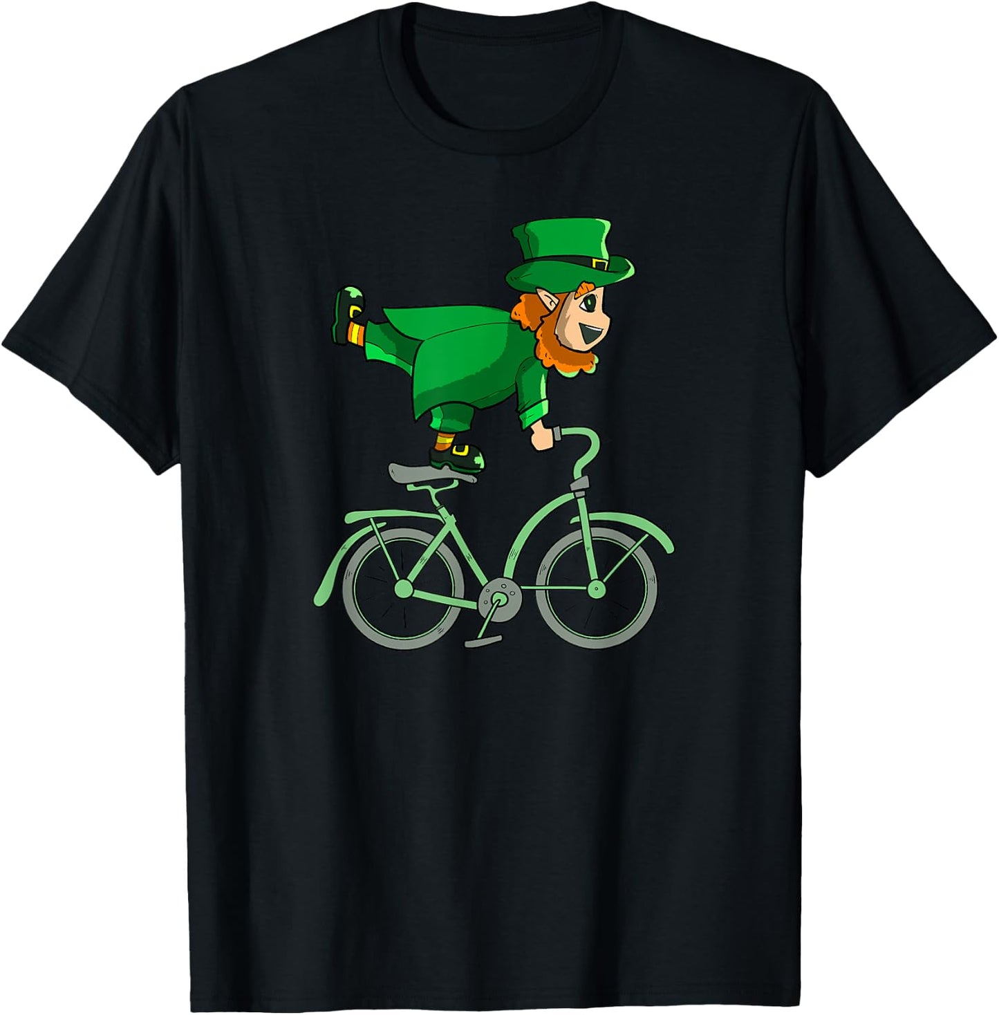 Leprechaun on a Bike | St Patrick's Day Cycling T-Shirt - T-Shirt | Black