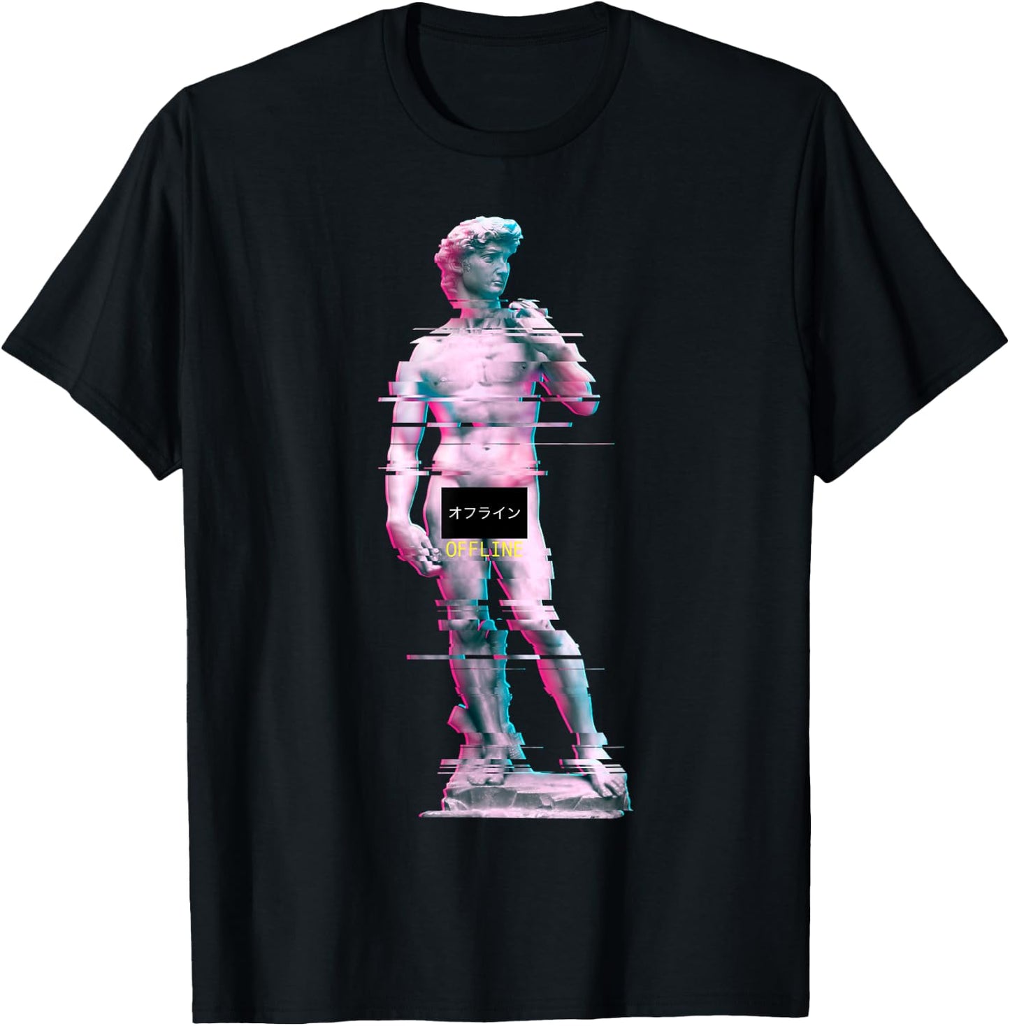 Vaporwave Retro 80s 90s David Statue Glitch Art T-Shirt - T-Shirt | Black