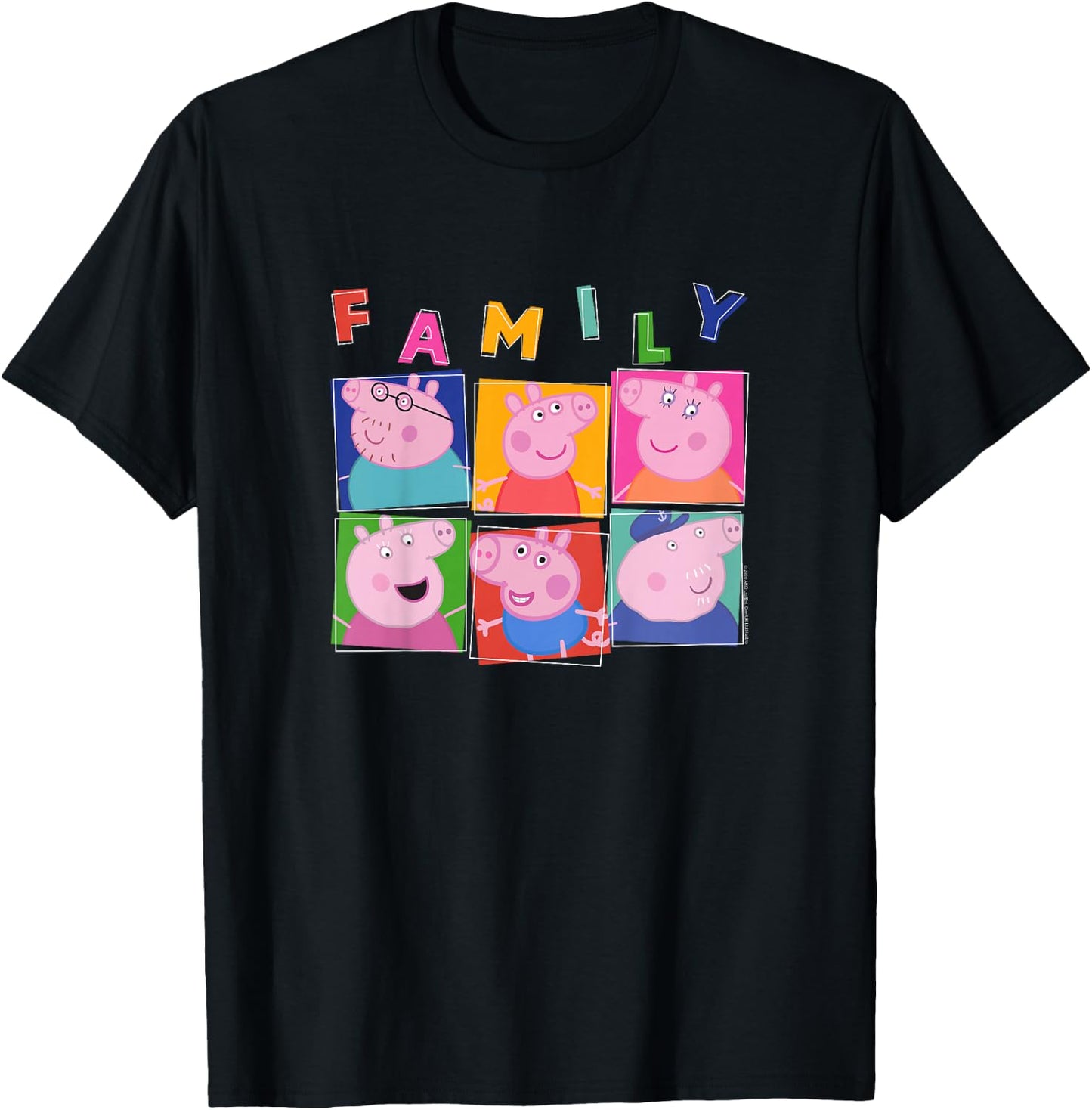 Peppa Pig Family Portrait Panels T-Shirt - T-Shirt | Black