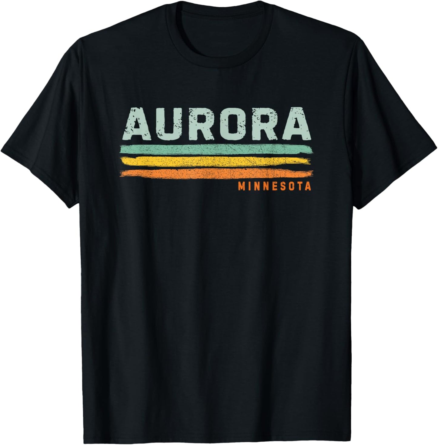 Vintage Stripes Aurora MN T-Shirt - T-Shirt | Black