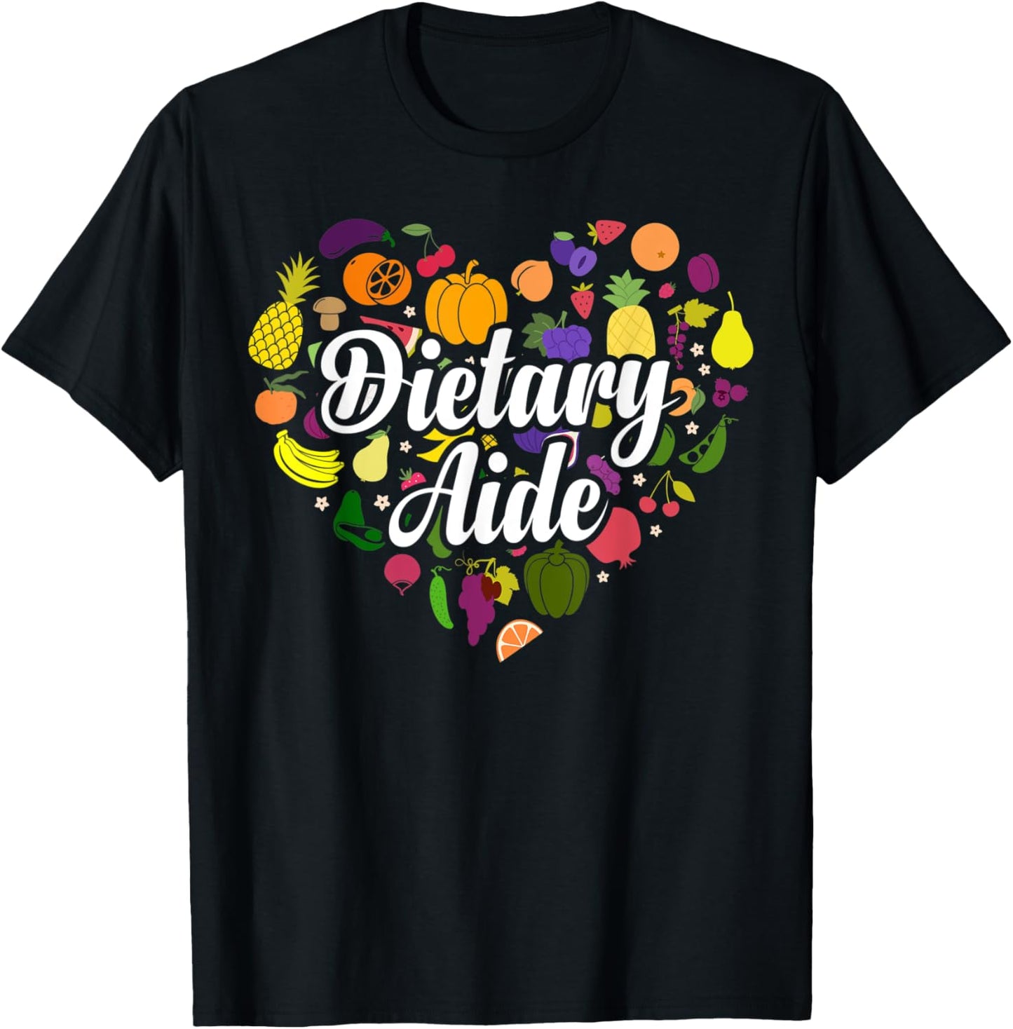 Cute Dietary Aide Heart T-Shirt - T-Shirt | Black