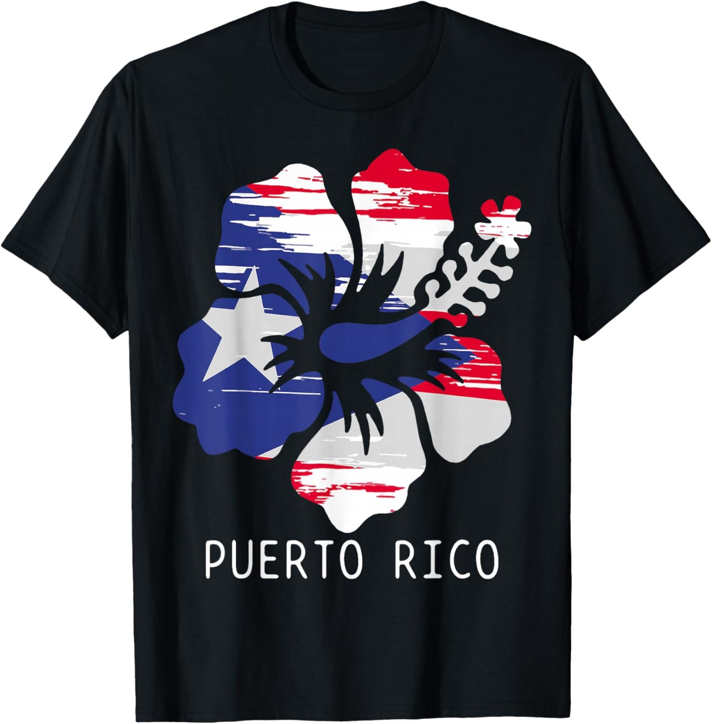Puerto Rico Flag Pride Hibiscus Flower Boricua Puerto Rican T-Shirt - T-Shirt | Black