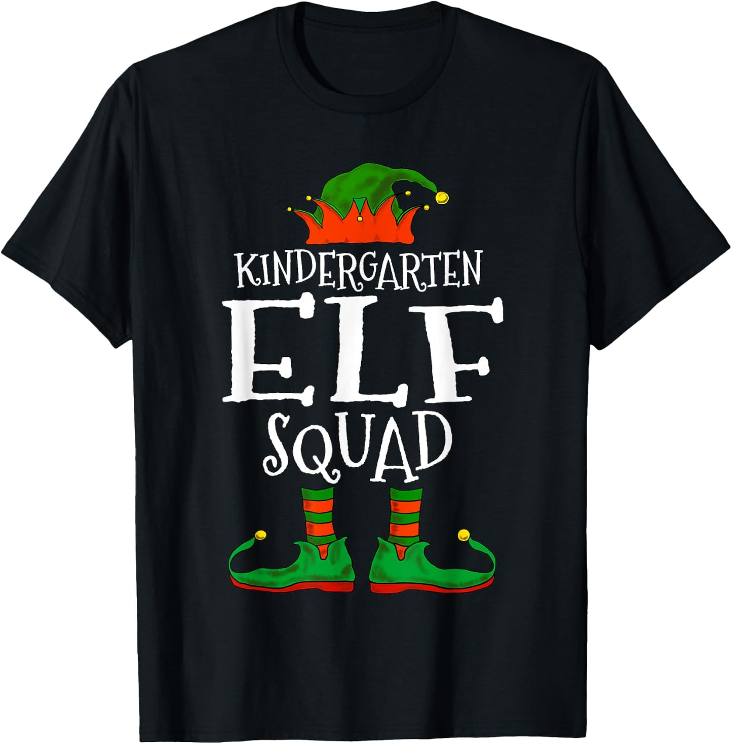Kindergarten Elf Squad Teacher Student Christmas Gift Men Women Kids T-Shirt - T-Shirt | Black