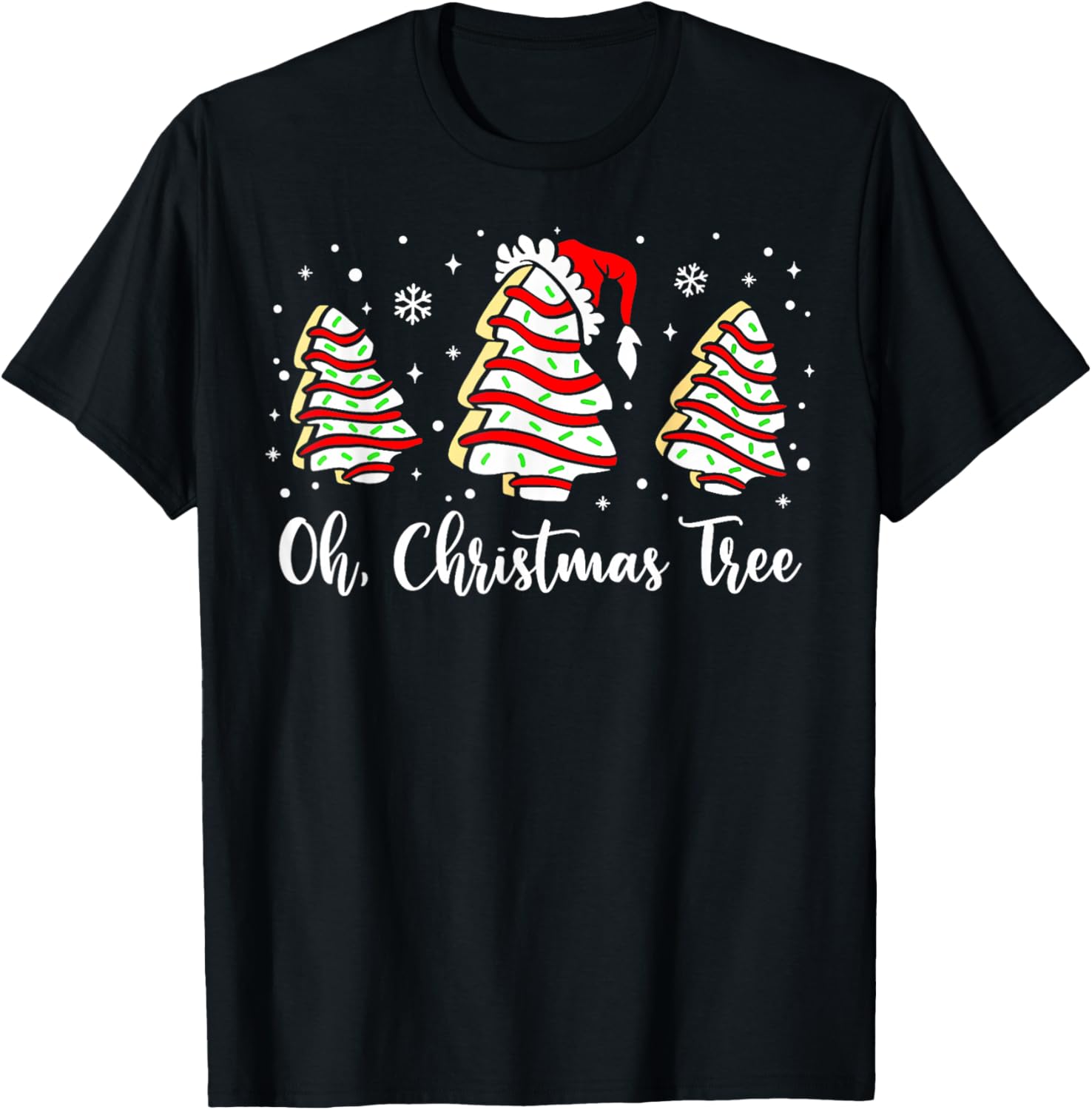 Groovy Oh Christmas Tree Cakes Debbie Becky Jen Cake Lovers T-Shirt - T-Shirt | Black