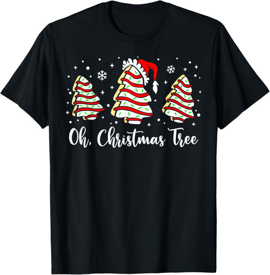 Groovy Oh Christmas Tree Cakes Debbie Becky Jen Cake Lovers T-Shirt - T-Shirt | Black
