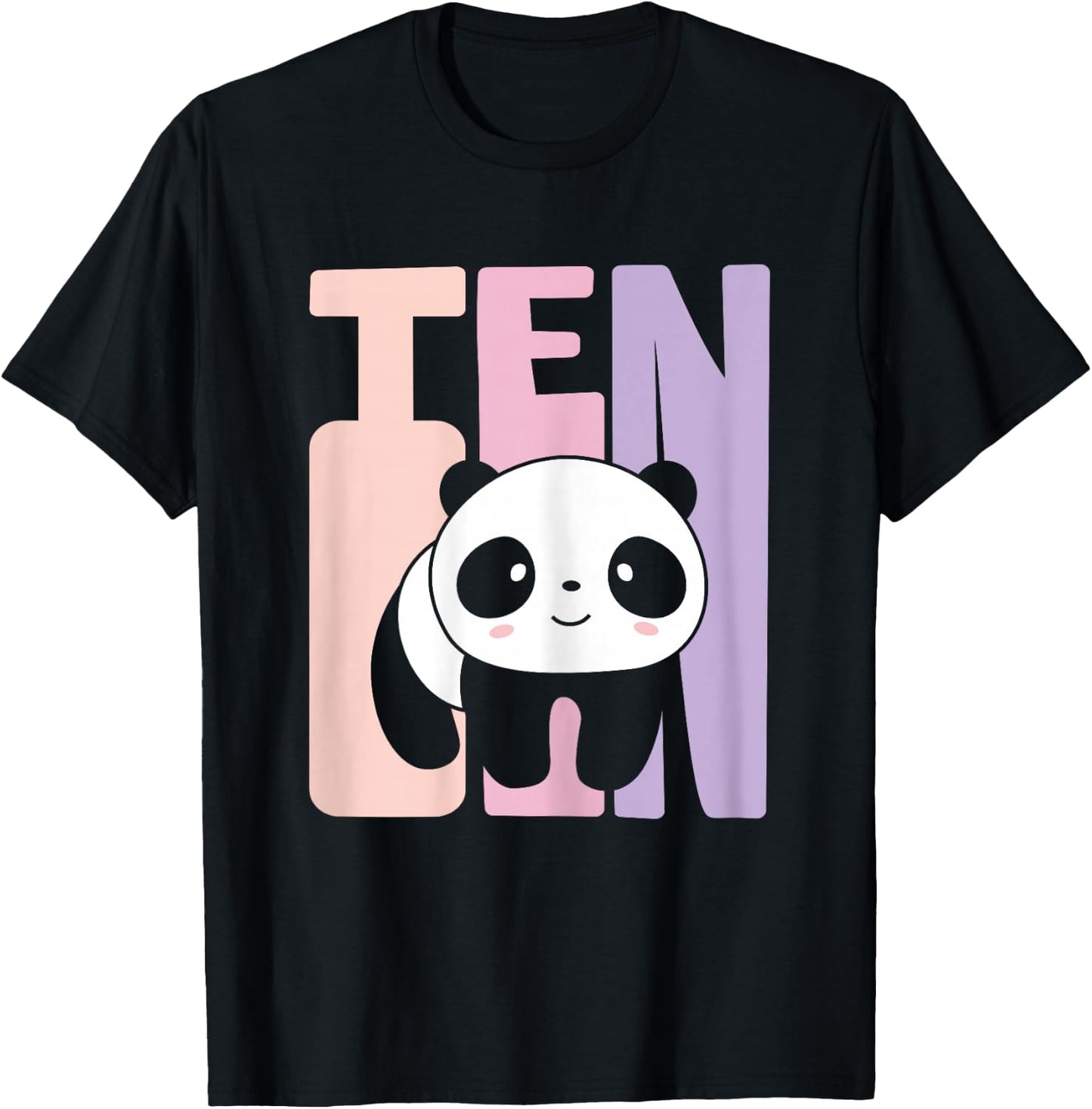 10th Birthday Girl Cute Panda Panda Bear 10 Years Old T-Shirt - T-Shirt | Black