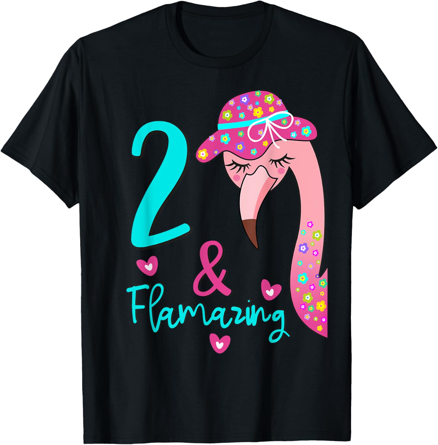 Flamingo 2nd Birthday Gift Two Year Old Toddler/Kids T-Shirt - T-Shirt | Black