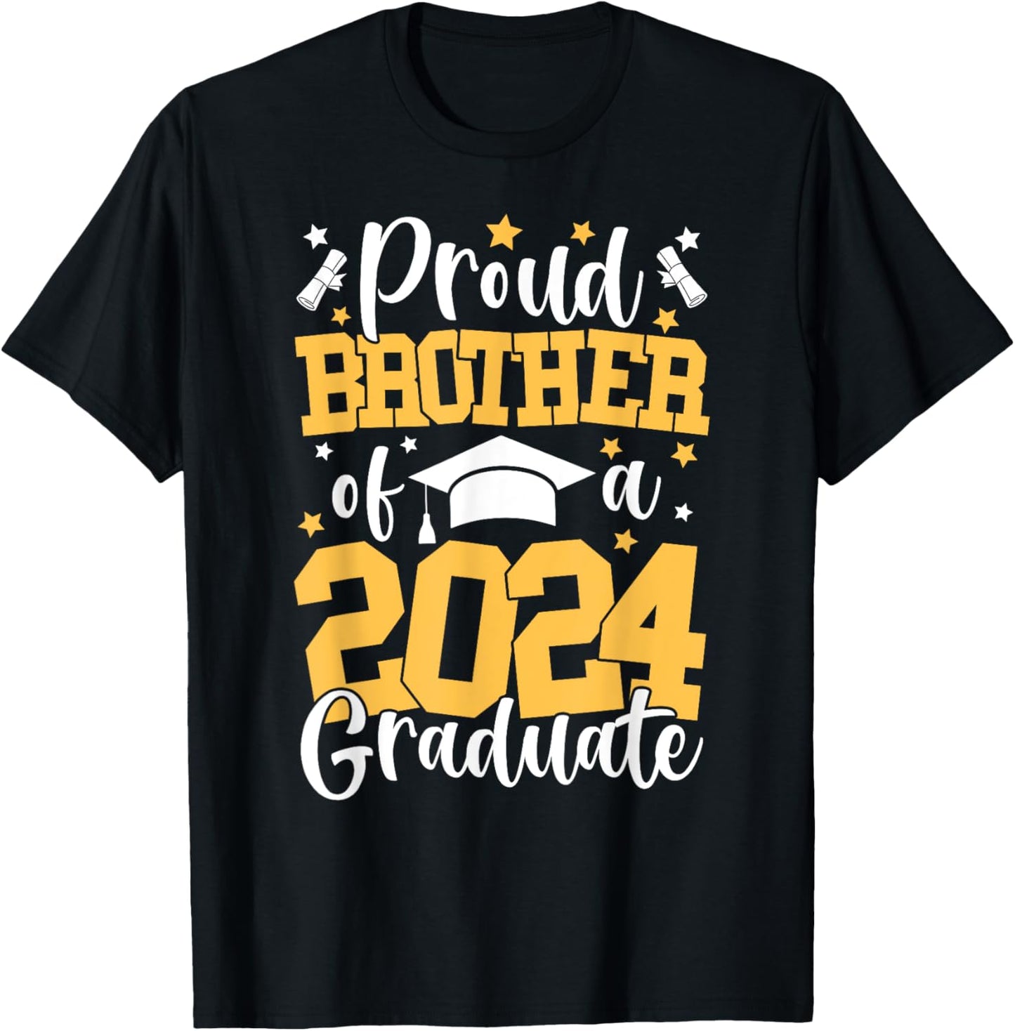 Proud Brother Of A Class Of 2024 Graduate Matching Family T-Shirt - T-Shirt | Black