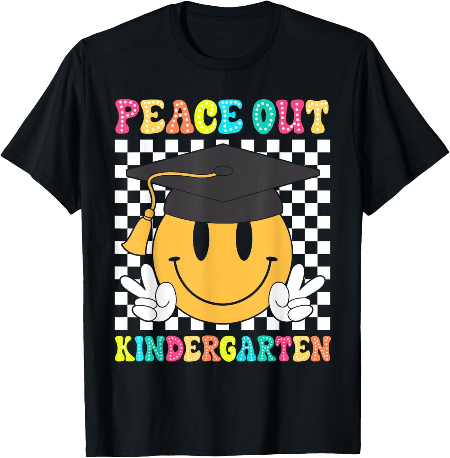 Peace Out Kindergarten Graduation Class Of 2024 Kid Boy Girl T-Shirt - T-Shirt | Black
