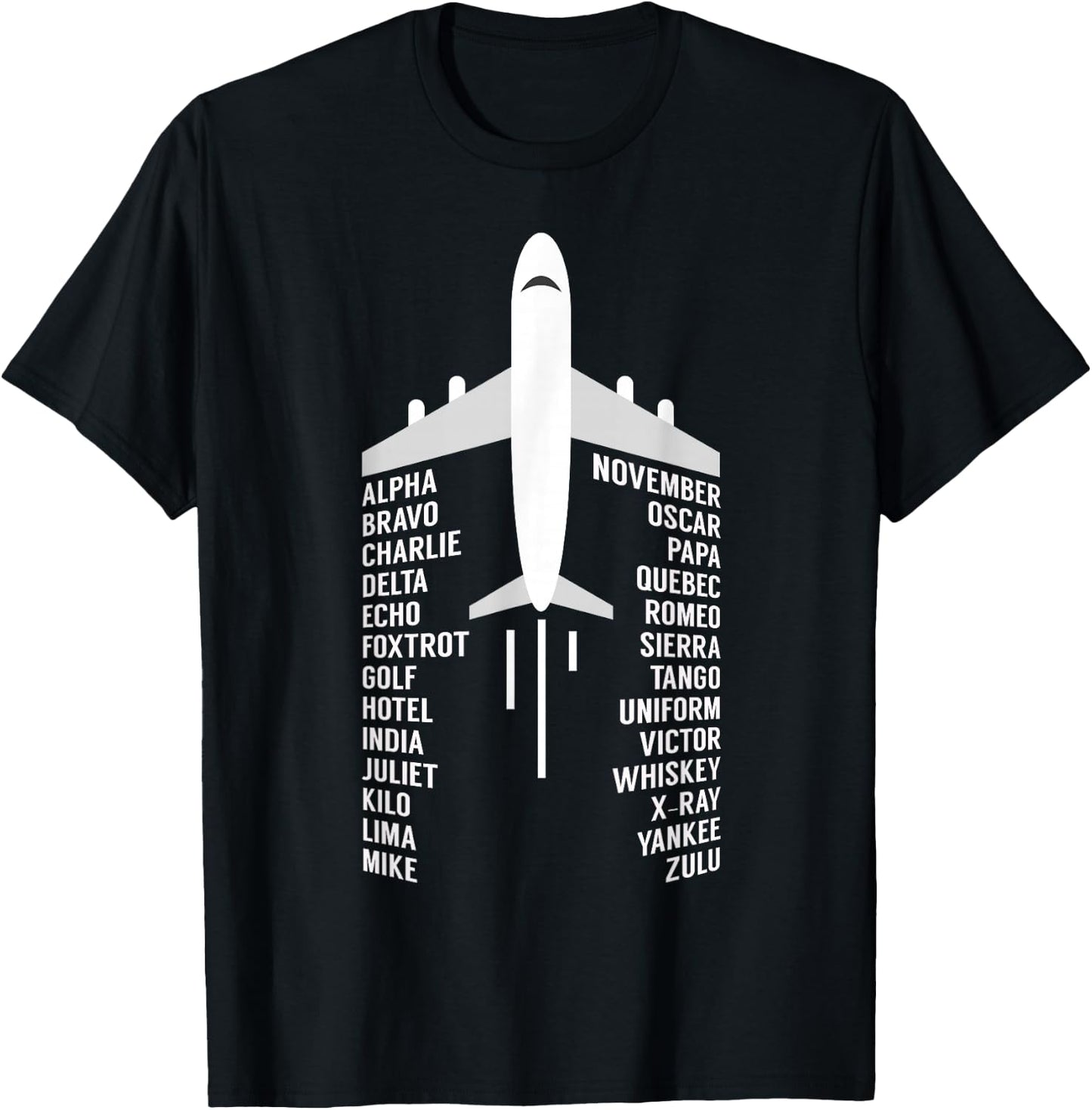 Phonetic Alphabet Aviation Pilot Aeroplane Aeroplane Gift T-Shirt - T-Shirt | Black