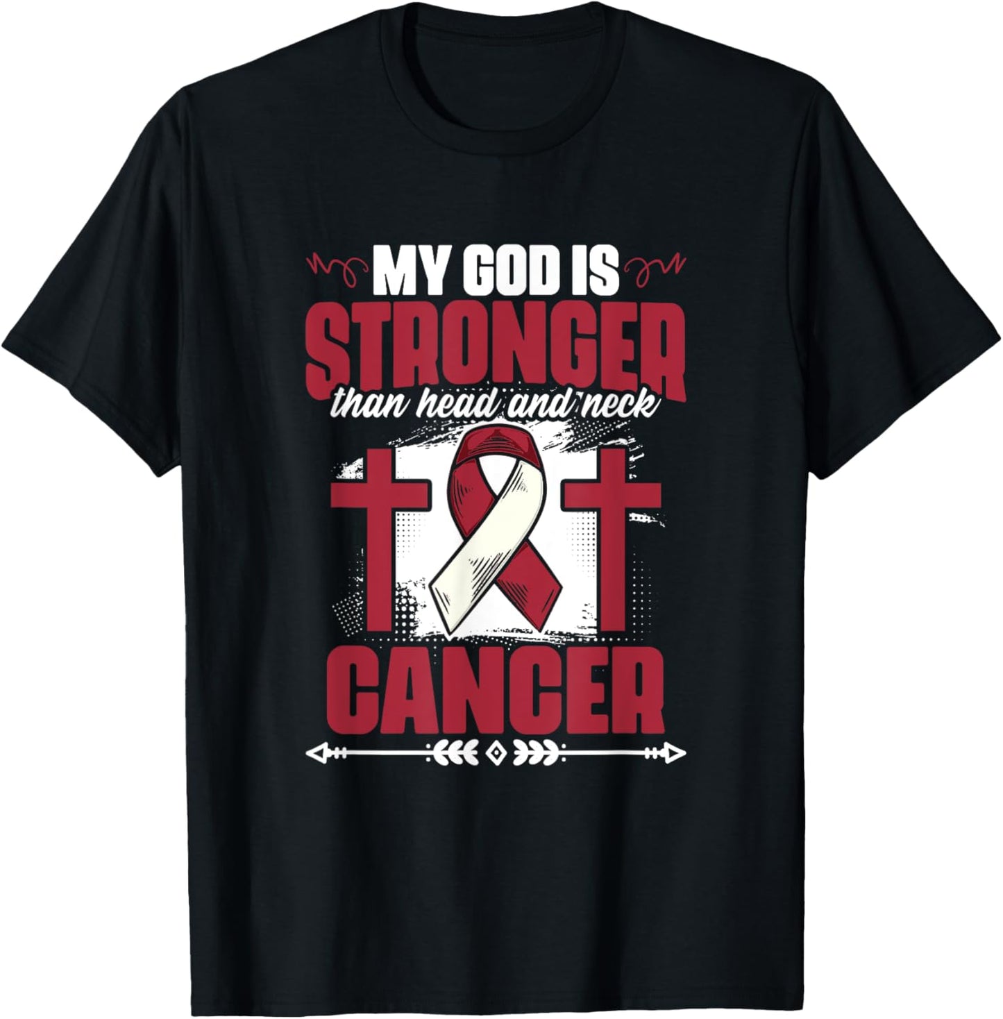 God Stronger Than Head And Neck Cancer Throat Cancer T-Shirt - T-Shirt | Black