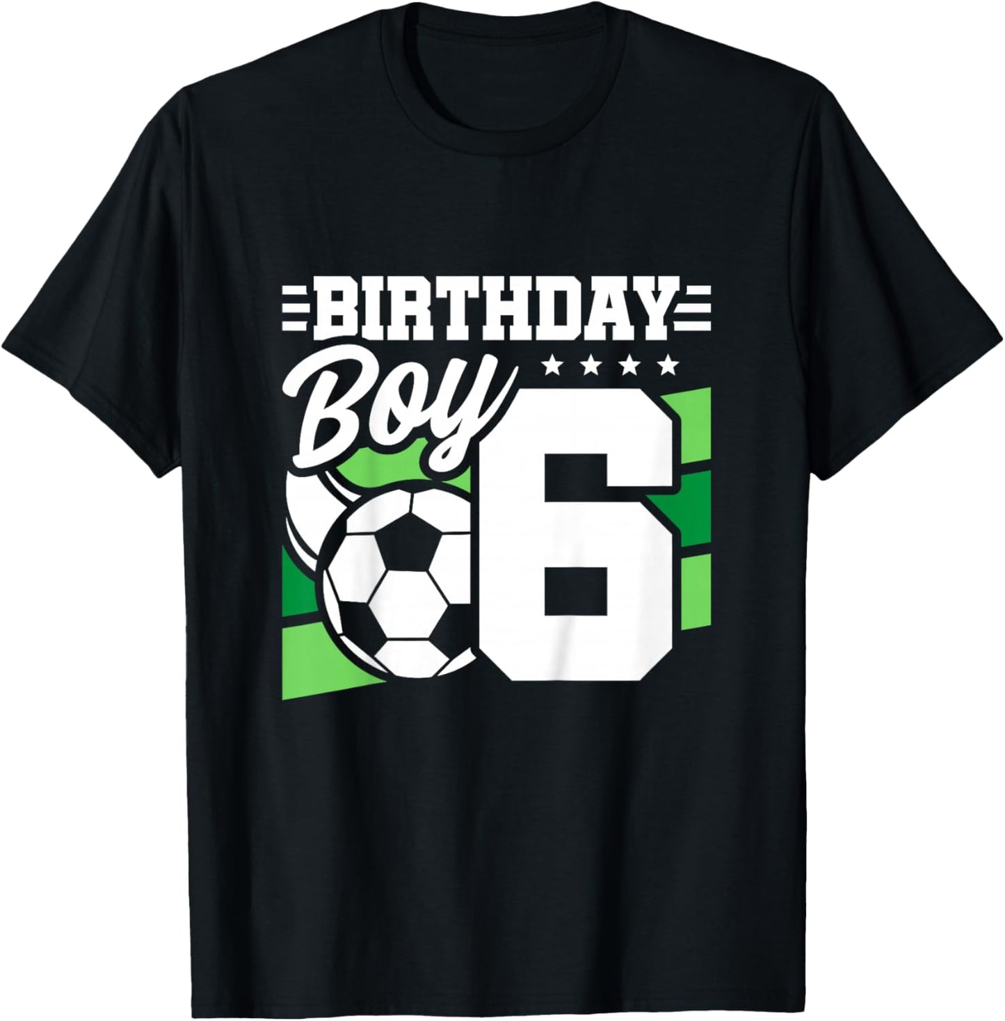 Kids Soccer Birthday Party - 6 Year Old Boy - 6th Birthday T-Shirt - T-Shirt | Black