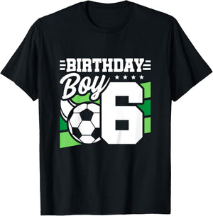 Kids Soccer Birthday Party - 6 Year Old Boy - 6th Birthday T-Shirt - T-Shirt | Black