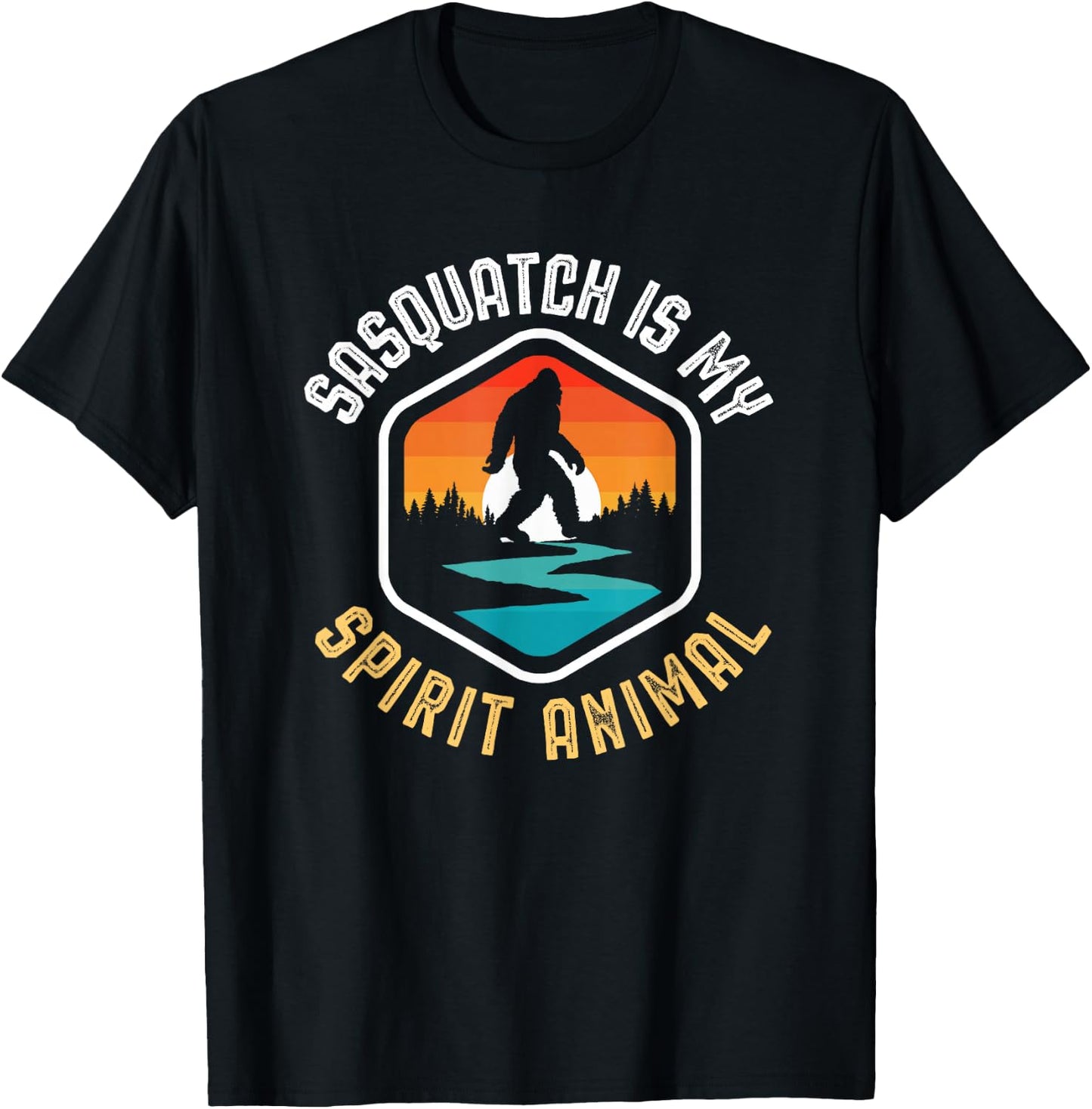 Sasquatch is my Spirit Animal Vintage Bigfoot Outdoor T-Shirt - T-Shirt | Black