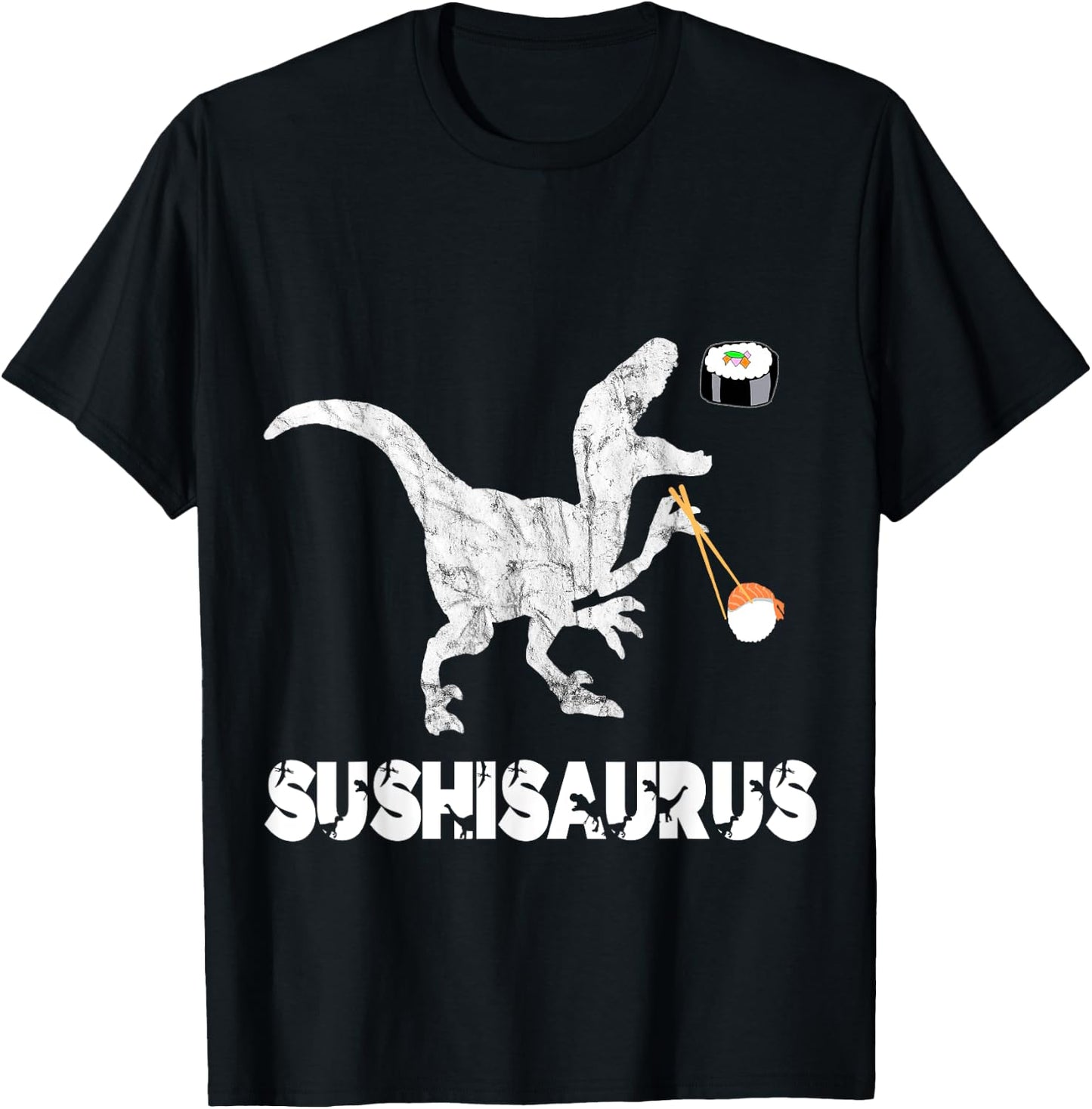 Sushi Dinosaurs Funny Japanese Foodie Dino Asian Food T-Rex T-Shirt - T-Shirt | Black