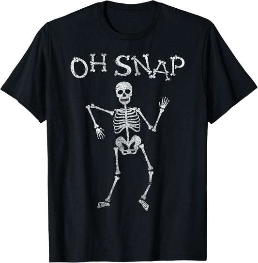Funny Skeleton Oh Snap Halloween Night Party Costume T-Shirt - T-Shirt | Black