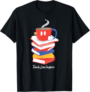 Disney Mickey Mouse Teacup Teach Love Inspire Teacher's Day T-Shirt - T-Shirt | Black