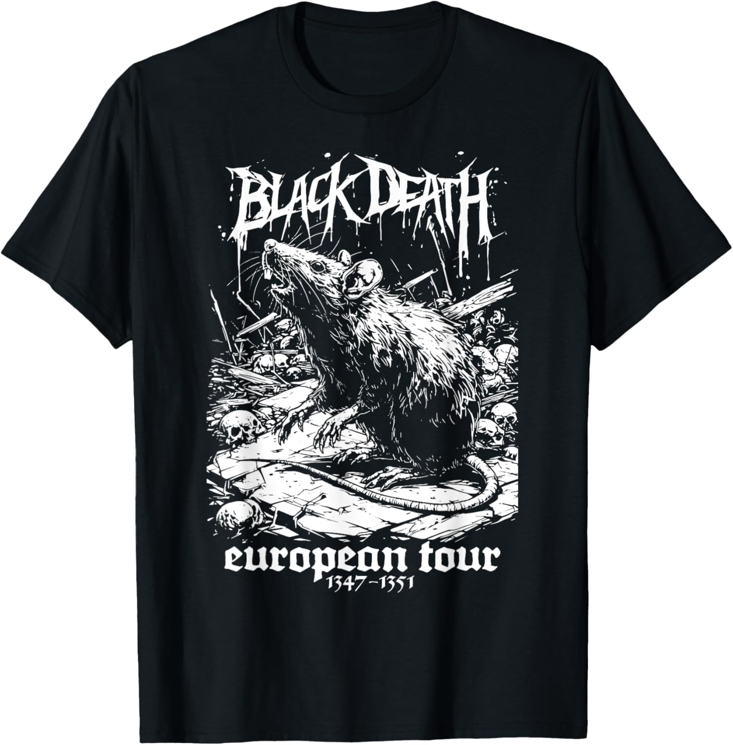 Black Death European Tour Plague Rat Medieval History Goth T-Shirt - T-Shirt | Black