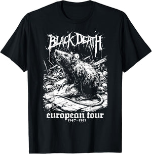 Black Death European Tour Plague Rat Medieval History Goth T-Shirt - T-Shirt | Black