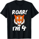 4 Year Old Tiger Birthday Party Tigers Roar Safari 4th Gift T-Shirt - T-Shirt | Black