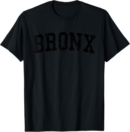 Vintage Bronx NY Distressed Black Varsity Style T-Shirt - T-Shirt | Black