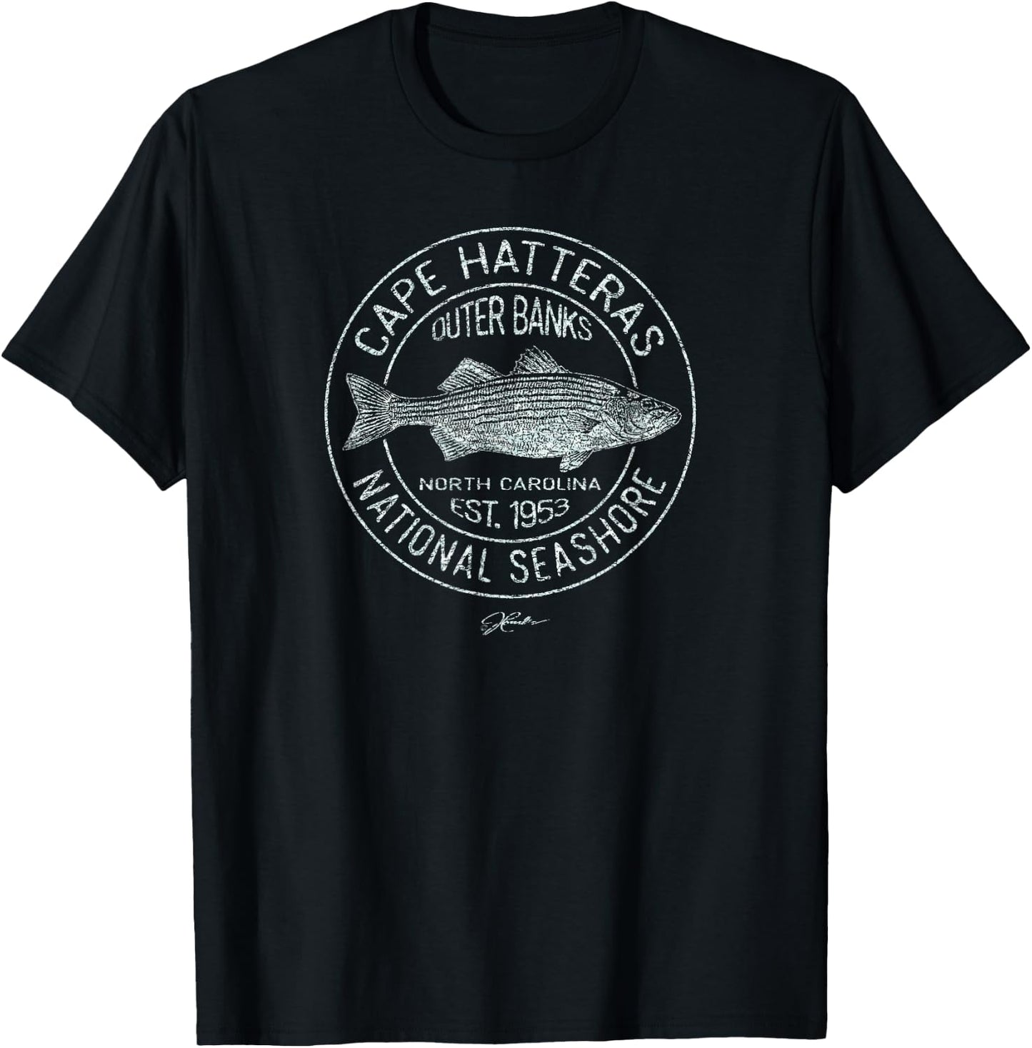 JCombs: Cape Hatteras National Seashore, NC Striped Bass T-Shirt - T-Shirt | Black