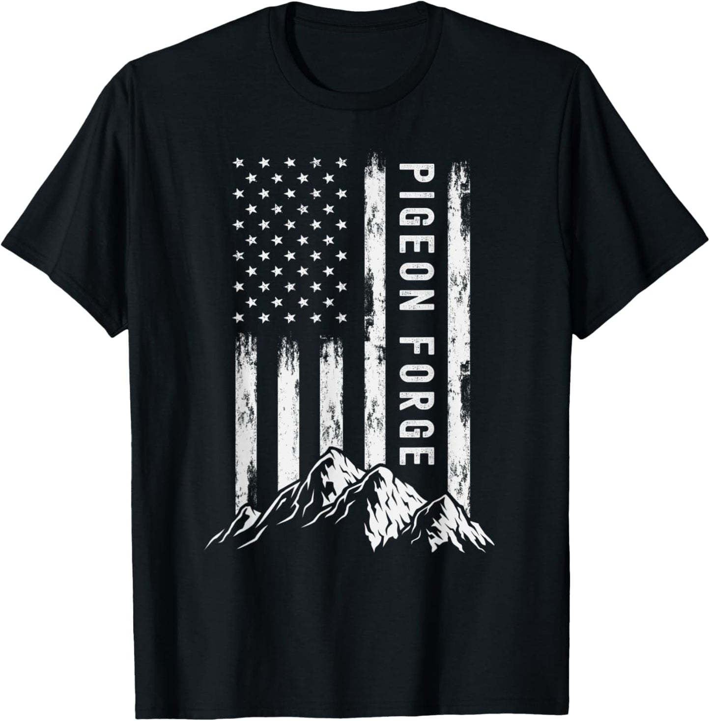 Patriotic Outdoors Smoky Mountains Tennessee Pigeion Forge Women Kids Men T-Shirt - T-Shirt | Black