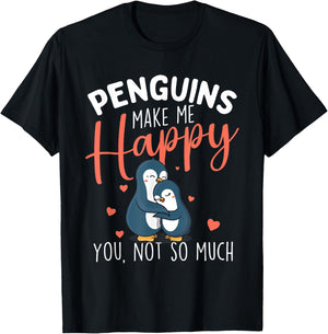 Penguins Make Me Happy - Penguin Lover Bird Watcher T-Shirt - T-Shirt | Black