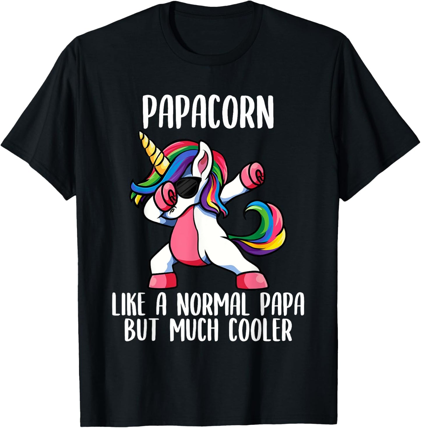 Unicorn Dad Girl Birthday Party Clothing Papacorn T-Shirt - T-Shirt | Black