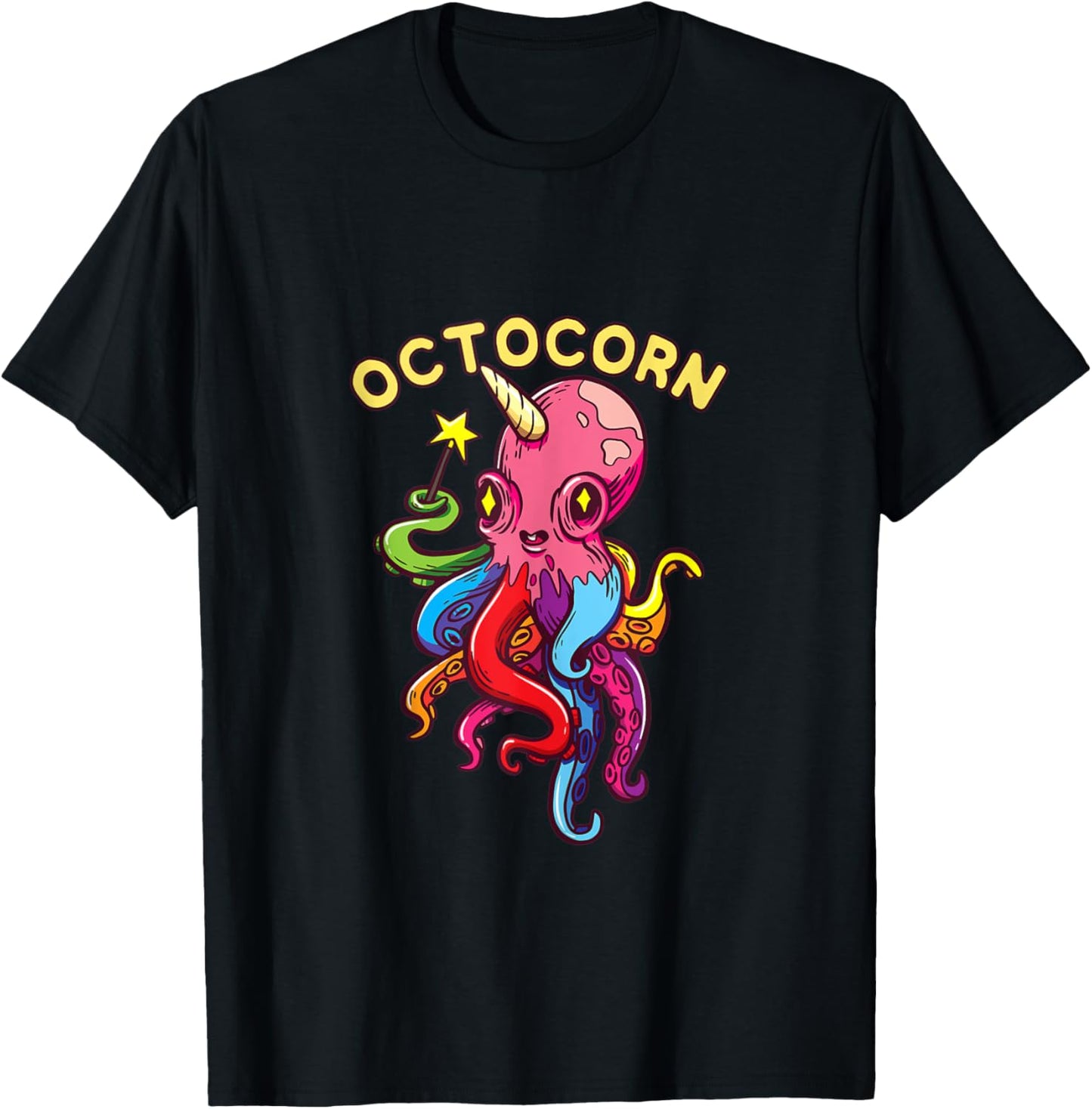 Octocorn Octopus Unicorn - Cute Magical Devil Fish T-Shirt - T-Shirt | Black