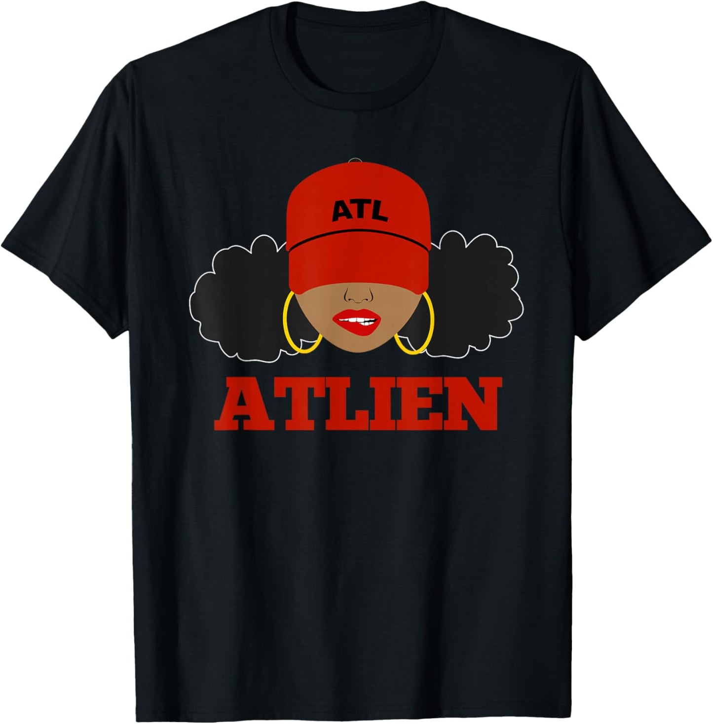 ATLien Black Woman Afro Puffs ATL Atlanta T-Shirt - T-Shirt | Black