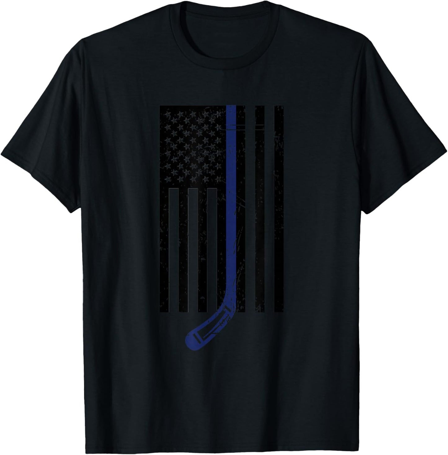 Thin Blue Line Hockey Flag T-Shirt - T-Shirt | Black