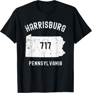 Harrisburg Pennsylvania PA 717 Vintage Athletic Style T-Shirt - T-Shirt | Black